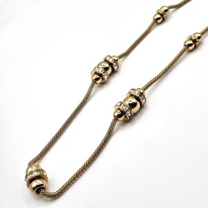 CHICO'S Gold Pave Rhinestone Long Station Necklace